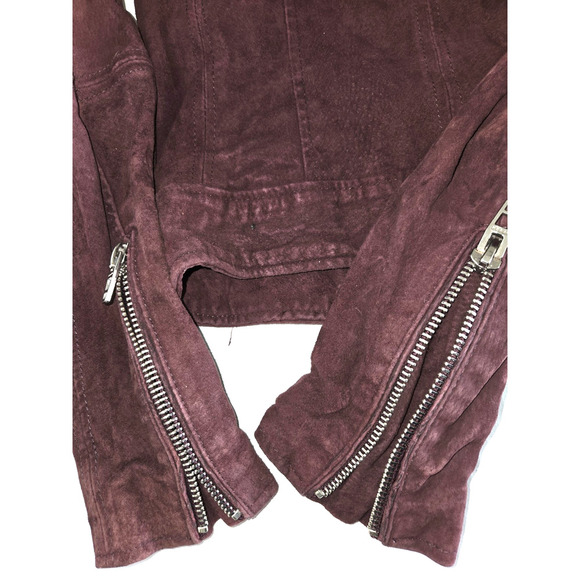 Blank NYC Genuine Leather Moto Jacket Size M Bordeaux Maroon EUC Clean - Picture 14 of 15